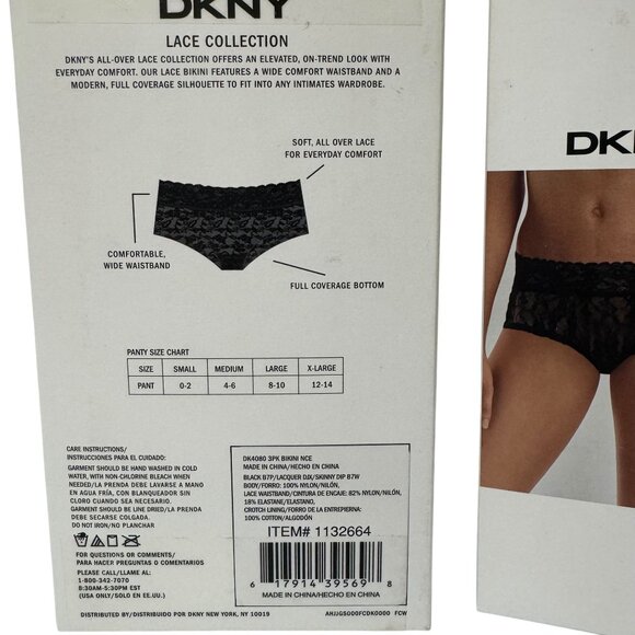 NWT DKNY 2 Boxes 6 PAIRS Womens Small Underslimmers Lace Bikini Black Red Beige - Picture 5 of 10